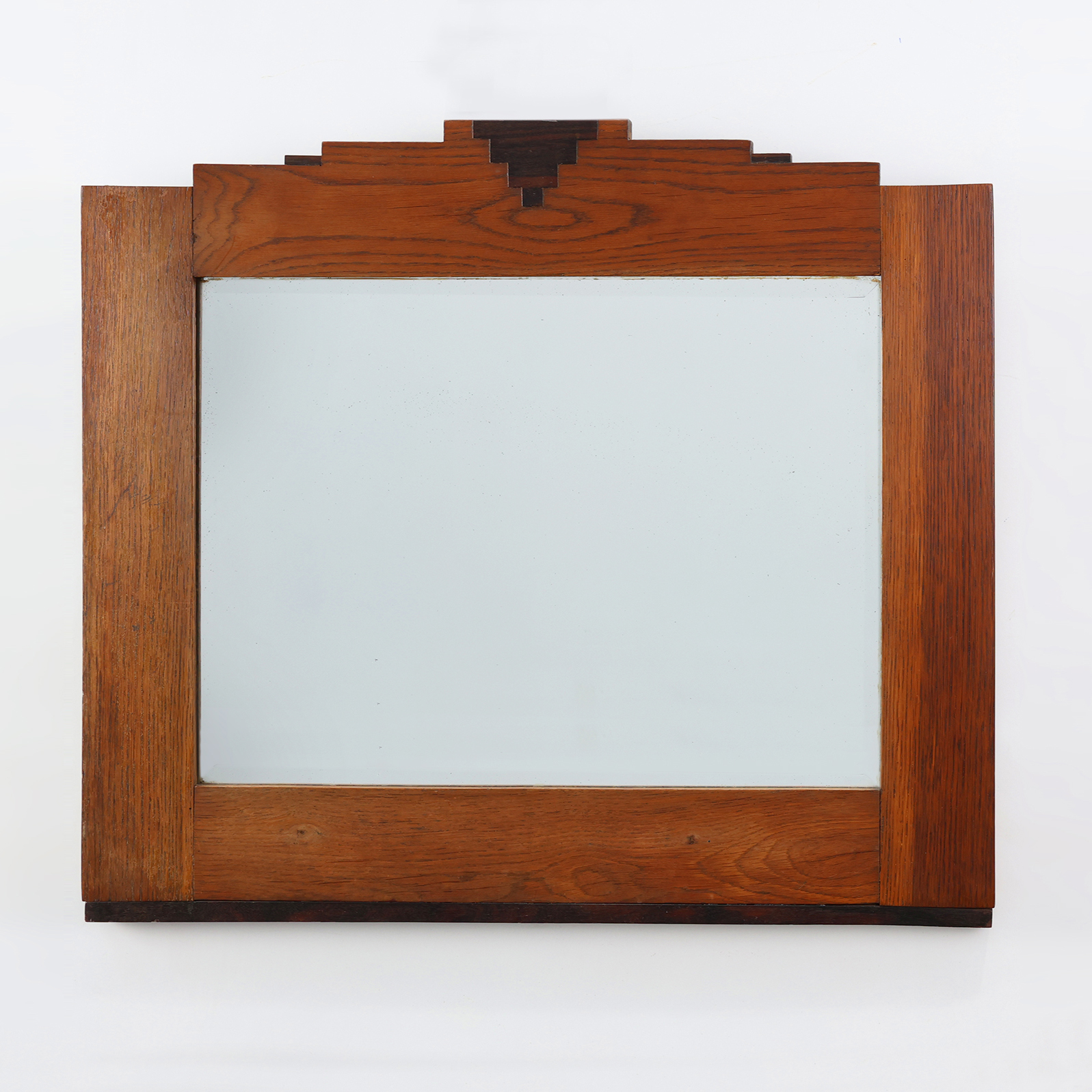 Amsterdam School style solid Oak Mirror, The Netherlands ca. 1915-img